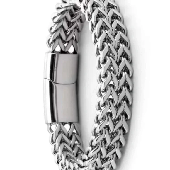 Men sterling silver double chain bracelet New - Picture 4 of 4